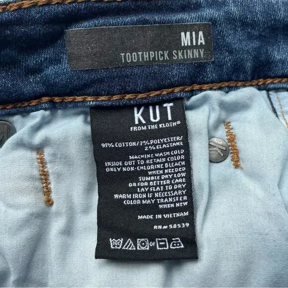 Women's KUT From The Kloth Mia Toothpick Skinny Distressed Denim Ripped‎ Jean 6 - Picture 6 of 13